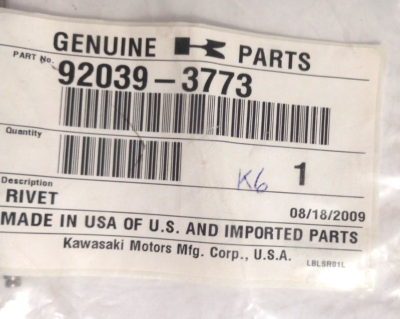 Kawasaki JT900, JT1200, JT1500 Rivet NOS 92039-3773 (L-5891) | eBay