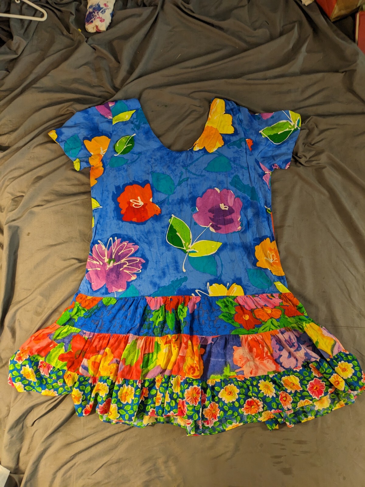 Jams World Hattie Dress XL Vintage Colorful Floral Blue Made In Hawaii