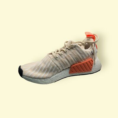 Adidas NMD R2 Primeknit Linen Women Sneaker Sz 6 Beige Khaki Coral