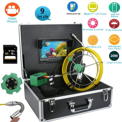 9''LCD DVR Pipe Inspection Video Endoscope Camera Drain Pipe Sewer System 1000TVL