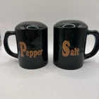 Rare Frankoma Colorworks Large Salt & Pepper Shakers Forest Green w/ Handles