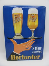 Herforder Bier Brauerei "2 Biere ein Wort" Blechschild 21 x 29,5 cm