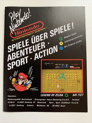 1989! 1x Orig Bienengräber Fan Club Play Nintendo Entertainment System NES Flyer