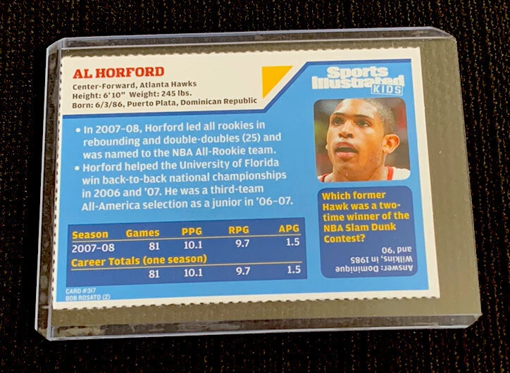 AL HORFORD ROOKIE 2007-08 Sports Illustrated Kids SI Atlanta Hawks Celtics NM+ - Image 2 of 2