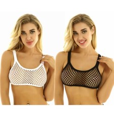 Womens Mesh See Through Bra Tops Sheer Fishnet Bralette Casual Lingerie Crop Top