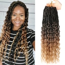 24" Loose Deep Wave Goddess Locs Crochet Hair Curly Wavy Crochet Braids Dreads