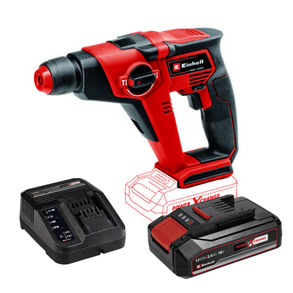Martello tassellatore a batteria TE-HD 18/12 Li + Starter Kit 2,5 Ah Einhell PXC