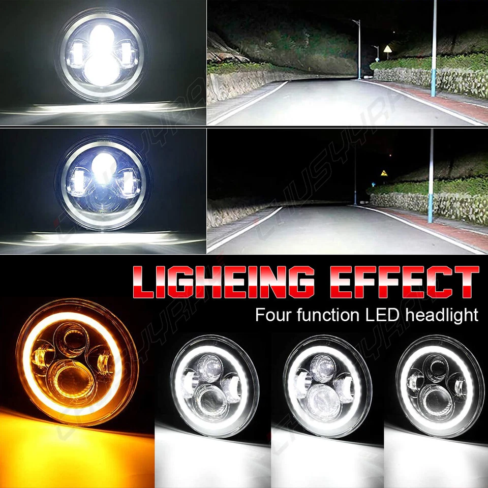 4件装5-3/4 5.75英寸LED车头灯带DRL转向灯适用于宝马325i 528i 535i 735i E30 — 第 2/4 张图片