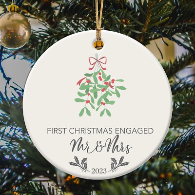Mr ＆ Mrs First Christmas Engaged Acrylic Ornament, Xmas Gifts For Family Lovers