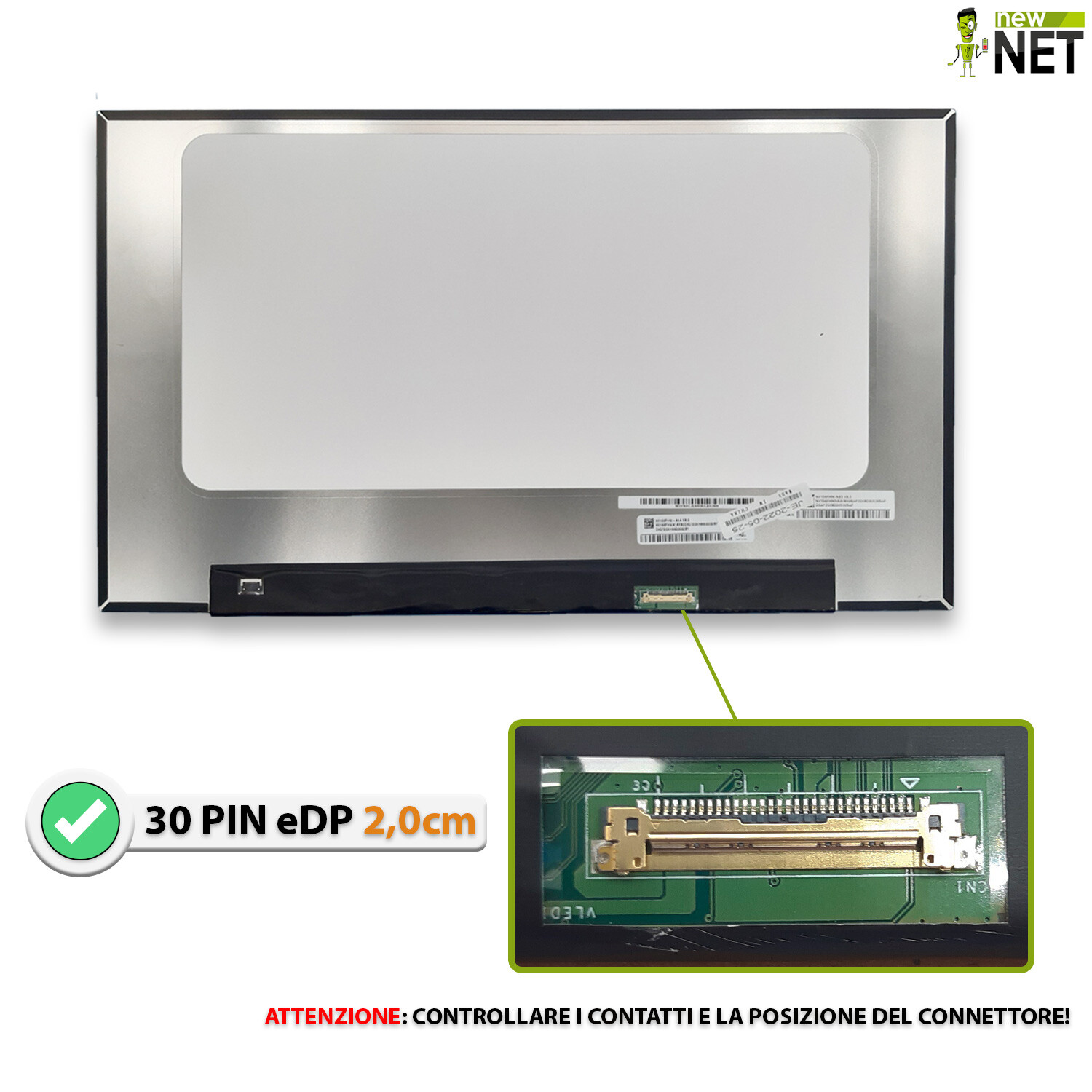 Generic Schermo LCD 39,6 Cm (15,6 Pollici) IPS FHD 1080p Opaco – Pannello Di Ricambio Per Laptop, Compatibile Con B156han02.1, 30 Pin