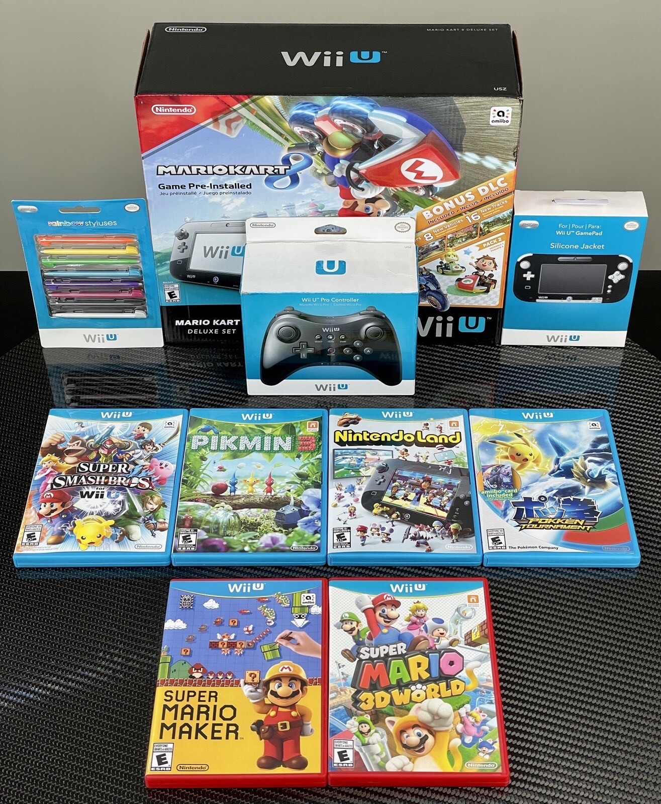 Nintendo Wii U Deluxe Set 32GB Black Console System New Mario Complete