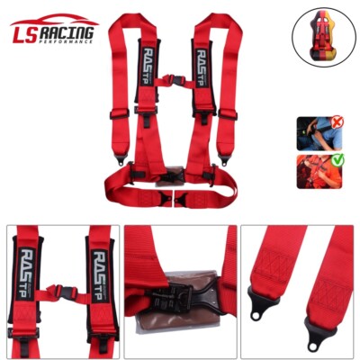 Red 4 Point 3'' Racing Style Harness Belt 4PT Camlock Quick Release