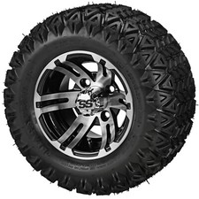 4 Golf Cart 20x10-10 Black Trail At Tires On 10x7 Blackmachined Epic Wheels 4 Golf Cart 20x10-10 Black Trail At Tires On 10x7 Blackmachined Epic Wheels