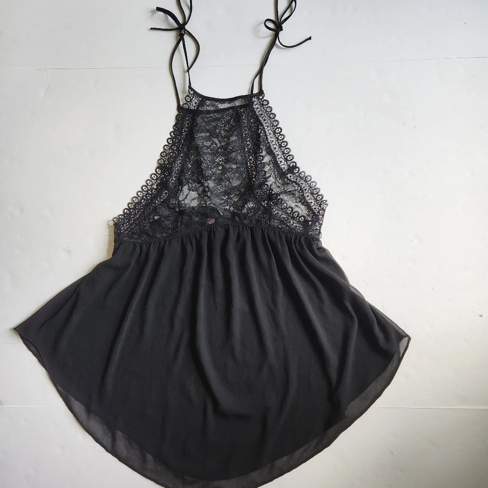 UNDERCOVER Vestito babydoll Victoria's Secret nero pizzo raso slip taglia M