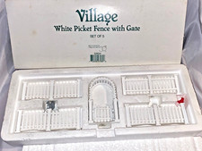 Dept 56 Village Accessories WHITE PICKET FENCE WITH GATE (Set of 5) #52624