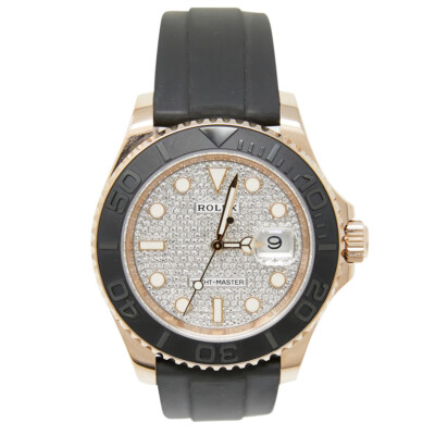 Rolex Yachtmaster 18k Rose Gold Diamond 116655 Men's Watch