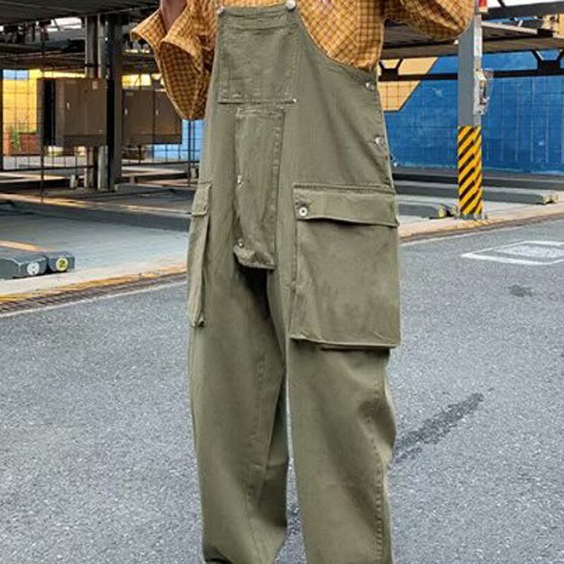 Men Overalls Dungarees Jumpsuit Work Pants Pocketed Strappy Casual