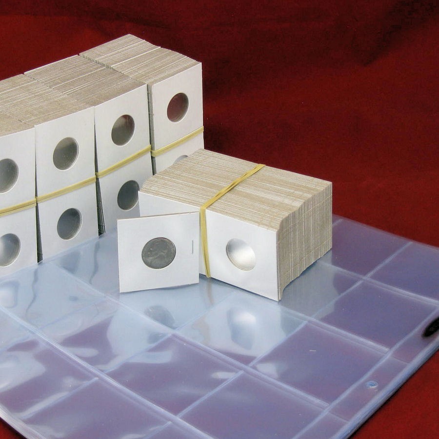 500 Cardboard 2x2 Mylar Coin Holders for Nickels 21.2mm with 25 BCW