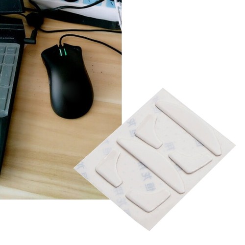 White Mouse Feet Stickers Skates Pad for DeathAdder Curved Edges 2 Sets - Photo 2/8