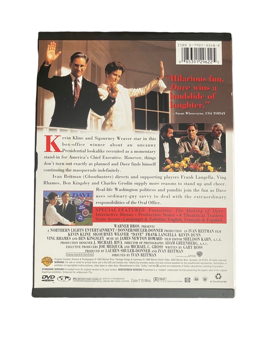 Dave DVD Kevin Kline Sigourney Weaver 85391296225| eBay