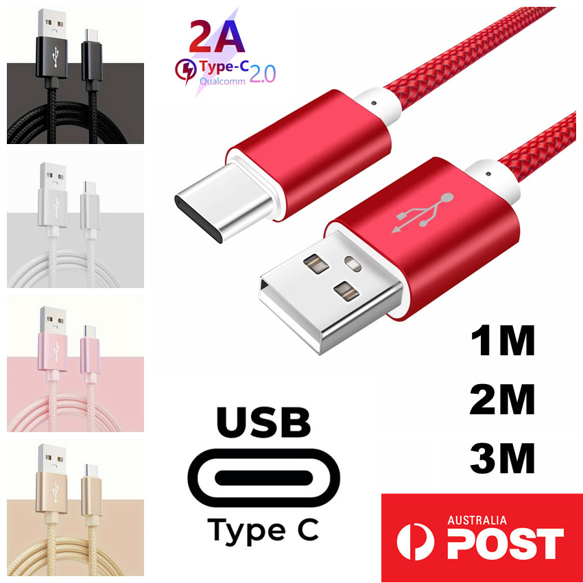 Braided USB C Type C to USB A Charger Cable Charging Data Cord For Samsung Apple