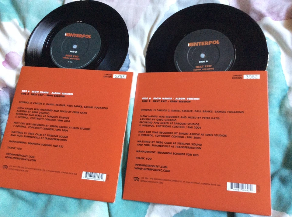 Interpol Slow Hands Picture Cover 7” Vinyl ****Only 1 Left**** B/W Next Exit - Image 2 of 2