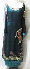 Womens Christian Dior Embroidered Sheer Long Dress Silk Satin Vintage