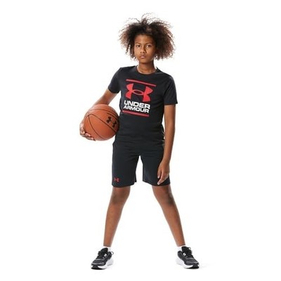 [Under Armour] UA TECH T-SHIRT SHORTS SET Schwarz Schwarz Rot YXLJapan Versand