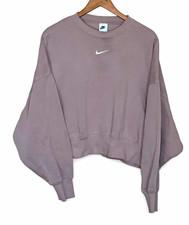 Nike Women  s Taupe Logo Fleece Crewneck Pullover Sweatshirt Size L
