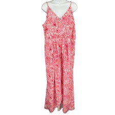 Chelsea 28 Pink Floral Pleated Front Slit Sleeveless V-Neck Maxi Sundress 1X