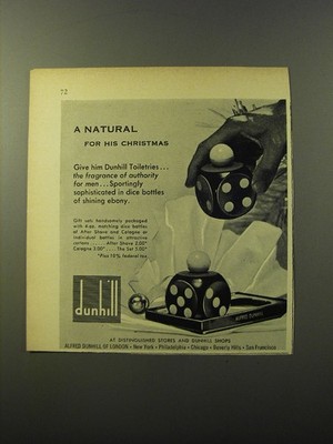 1961 Dunhill Advertisement - After Shave and Cologne in Dice Bottles