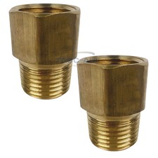 2 Pack 1/2" Female X 1/2" Male NPT Pipe Fitting Extender Adapter FIP X MIP Brass
