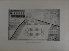 Antique Paris France Art Print Temple Market Map 1860 French Expo 1900 Original