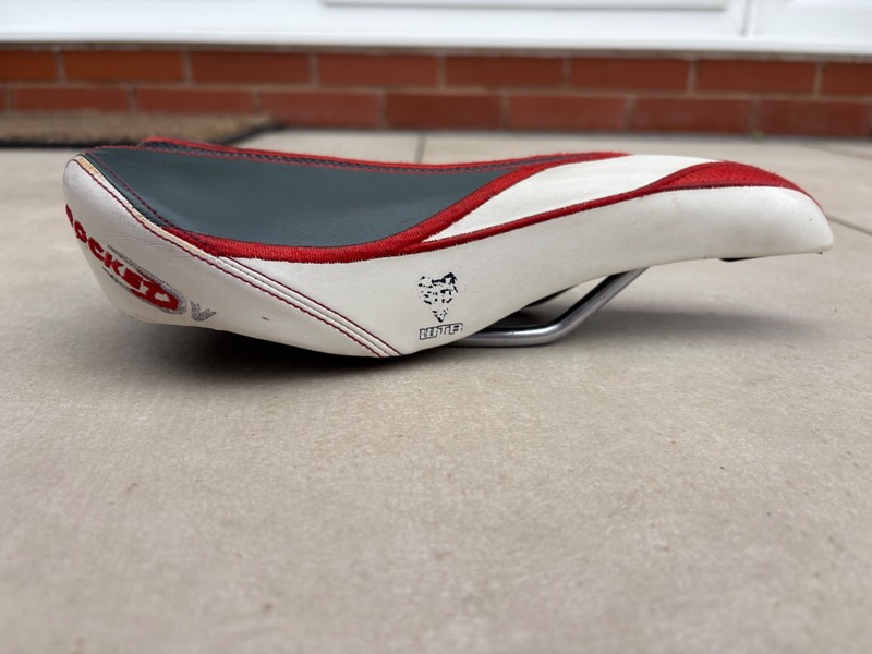 WTB Rocket V MTB Saddle - White and Red - Cro-Mo rails - Retro Vintage