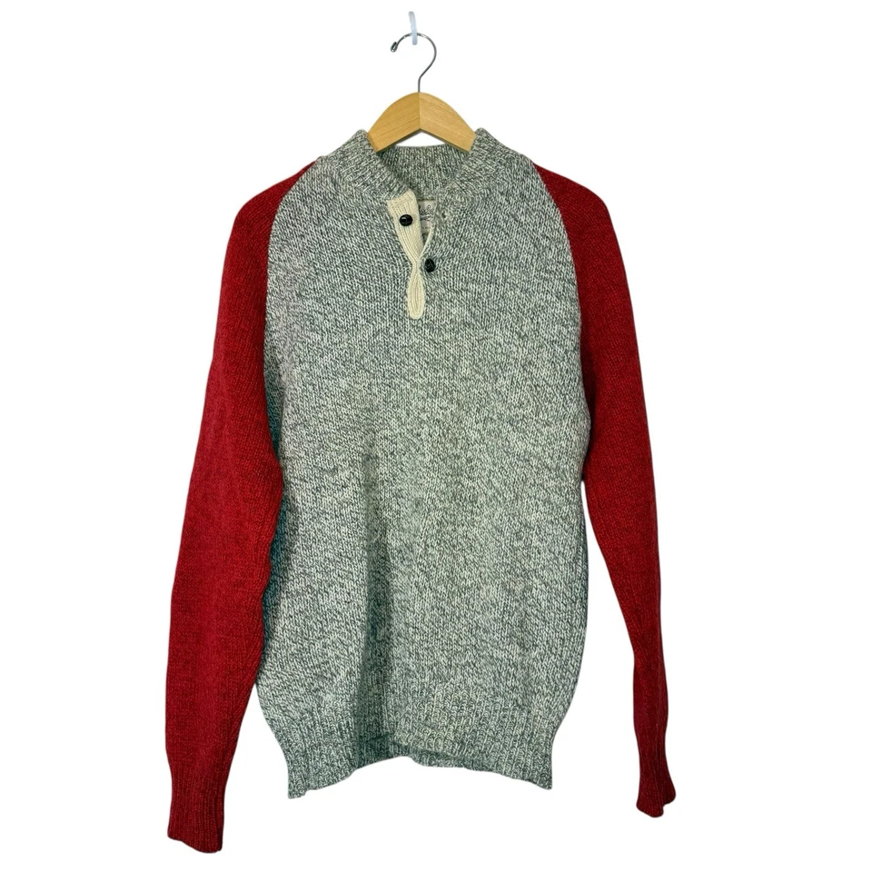 Suéter De Colección Cabelas Para Hombre Talla MD Lana Manga Raglán Rojo Gris Hecho en EE. UU. Foto 2 de 4