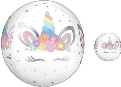 Birthday Unicorn Party Balloon - See Thru Orbz Balloon
