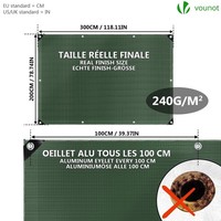 Vounot 2X3M Abdeckplane 240G/M² Wasserdicht Lkw Plane Mit ÖSen Silber-GrüN
