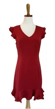 Collective Concepts Size S Red Ruffle Dress Holiday Salsa Coquette Romantic