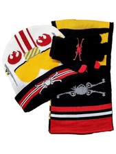 Boys Black White 3 Piece Star Wars Scarf Beanie Hat Gloves Set
