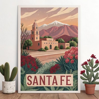 Santa Fe New Mexico Reise Poster - Südwesten Adobe Architektur Kunstdruck_mehrD
