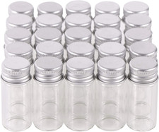 100 10ml Vials Small Mini Tiny Glass Bottles Clear Empty Jars with Aluminum T...