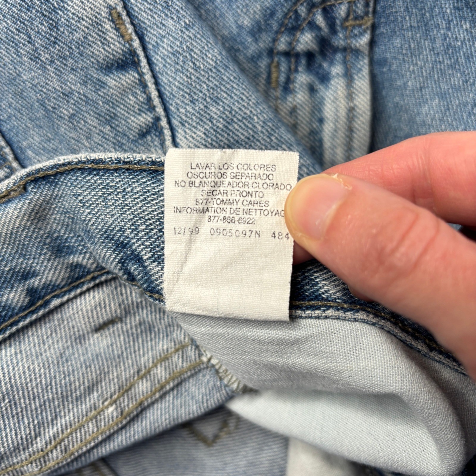 VTG 90s Y2K Tommy Hilfiger Baggy Jeans Mens 36 Frayed Hem Distressed Skater 1999 thumbnail 7