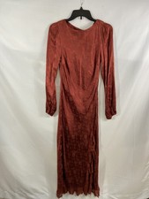 ASTR The Label Women's Rust Ilaria Floral Jacquard Lace Trim Midi Dress Sz S NWT
