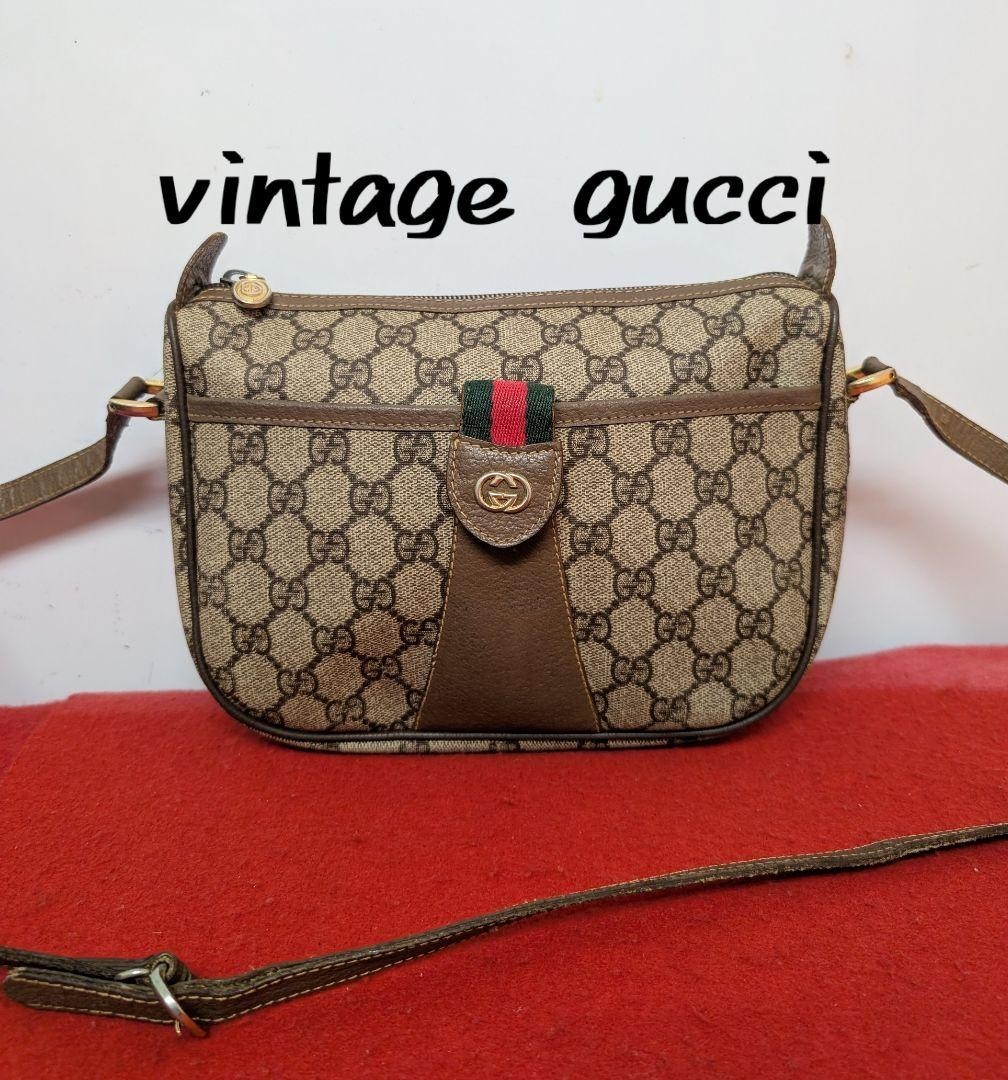 Borsa a tracolla Gucci in pelle GG beige marrone vintage vecchia rara unisex