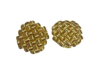 Vintage Christian Dior Gold Tone Twist Rope Clip On Earrings Chunky 80s Designer