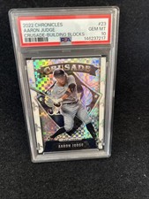 PSA 10 GEM MINT 2022 PANINI CHRONICLES CRUSADE HOLO BUILDING BLOCKS AARON JUDGE