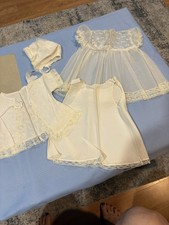 VINTAGE CHRISTENING DRESS, GOOD CONDITION; Bonnet, Slip Over jacket Dress