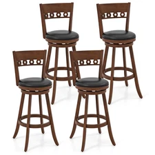 4PCS 30.5" Bar Height Chairs Swivel Bar Stools w/ Rubber Wood Frame