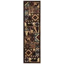 Runner Rug Buffalo Bear Wildlife Nature-Themed Southwest Brown/Red 2 ft. x 7 ft.