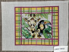 Handpainted Needlepoint Canvas  Giraffe  Toucan   Must Read Description 